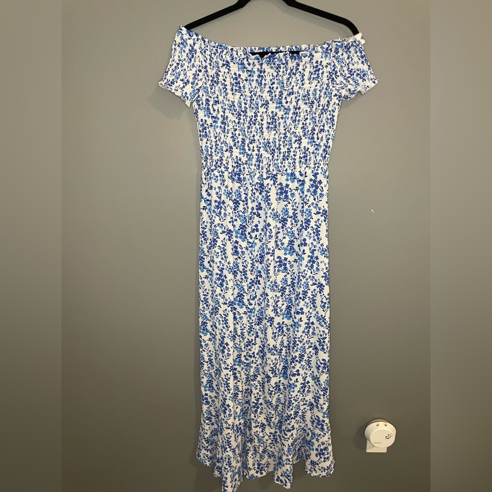 Crystal Doll off the shoulder high low dress